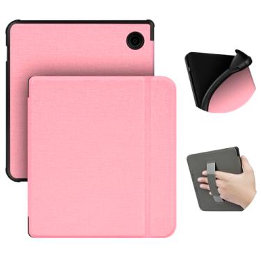 Imagem de Capa apenas para Kobo Libra 2 de 7 polegadas – Capa inteligente ultrafina de couro PU com função hibernar e despertar automaticamente, capa protetora premium com alça de mão para Kobo Libra 2 (rosa)