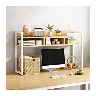 Imagem de KIZQYN Estante de mesa organizador de mesa rack de armazenamento de escritório prateleira de exibição organizador de suprimentos decoração de casa 2 camadas moldura branca estante colorida (tamanho: 115cmx20cmx70cm)