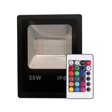 Imagem de Refletor Led Holofote 50w Bivolt Rgb Colorido C/Controle