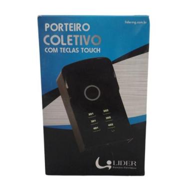Imagem de Porteiro Coletivo Interfone 4 Pontos Touch Preto Lider