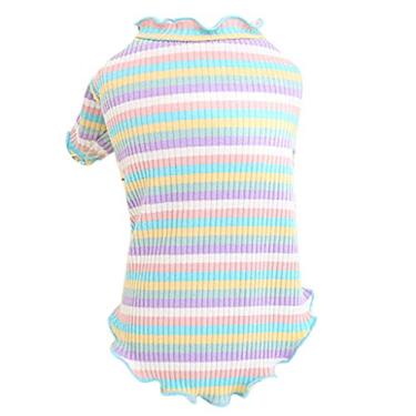 Imagem de Camiseta bonita colete de cachorro roupas arco-íris pijama gato de inverno camisa filhote roupas para animais de estimação roupas para cães chihuahua roupas para cães top feminino pata suéter lã