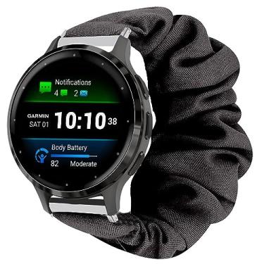 Imagem de Compatível com Garmin Venu 3S Band, Lamshaw 18 mm de tecido de liberação rápida elástico elástico para mulheres lindas pulseiras de substituição compatíveis com Garmin Venu 3S 41 mm / Venu 2S / Forerunner 265S / Forerunner 255S / 255S Music / Rey / Vivomove 3S / Captain Marvel Smartwatch Vader (pret