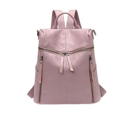 Imagem de BYERZ Mochila BYERZ Candy Color feminina moda versátil bolsa de couro casual personalidade mochila antifurto de couro macio (cor: A, tamanho: 29 * 13 * 30 cm)