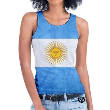 Imagem de Camiseta Regata Bandeira Argentina Feminina Blusa - Alemark