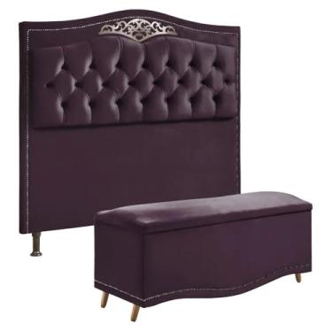 Imagem de Conjunto Cabeceira e Cal�adeira Holanda 1,95 cm Veludo Speciale Home