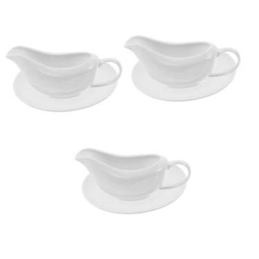 Imagem de Zerodeko 3 Partidas panela de molho xícara de café chicara de cafe jarra de leite café com leite recipiente de molho frasco de tempero geléia cerâmica molheira distribuidor