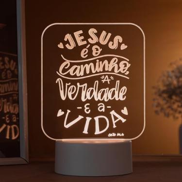 Imagem de Luminária led 3d, abajur de mesa- "Jesus é o Caminho a Verdade e a Vida"-João 14.6- frases