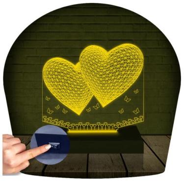 Imagem de Luminária Led Abajur  3D  Coração Namorados 5 - Rb Criações