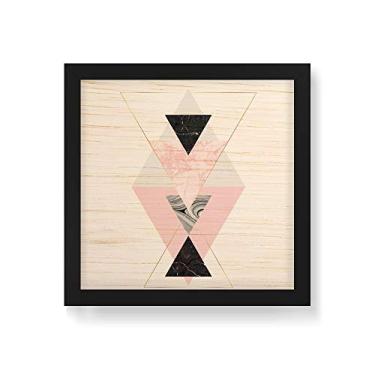 Imagem de Arte Maníacos Quadro Decorativo em Madeira Geométrico Triângulos Ampulheta - 30x30cm (Moldura caixa em laca preta)