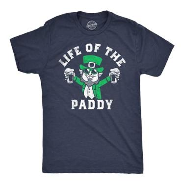 Imagem de Camisetas engraçadas do Dia de São Patrício para homens camisetas de festa para St Pats, camisetas engraçadas para beber, Azul-marinho mesclado - Life of the Paddy, GG