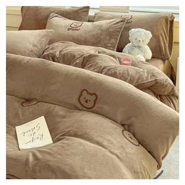 Imagem de Jogo de cama de veludo de leite de cor sólida, 3 peças, lençol de cama dupla face de veludo grosso e grande, lençol de cama (7 casais)