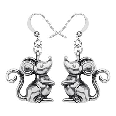 Imagem de DALANE Brincos de rato de liga metálica com pingente de rato banhado a ouro antigo banhado a prata joias pingentes presentes para mulheres, 17mm x18mm, Zinco, Sem pedra preciosa