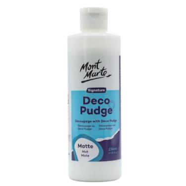 Imagem de Mont Marte Deco Pudge Craft Varnish Signature 236 ml (8 US fl.oz) – Fosco, selante de artesanato transparente, verniz e cola de decoupage, ideal para tintas acrílicas, papel, madeira, cerâmica,
