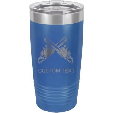 Imagem de Motosserras cruzadas Arborist 590 ml copo de aço inoxidável isolado a vácuo personalizado de parede dupla gravado a laser personalizado, caneca de café, personalizado, azul