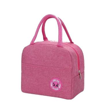 Imagem de Bolsa Térmica Lancheira Marmita, Tecido Resistente à água. Com Bolso Externo, Designer Moderno e Manta de aluminio (Rosa)