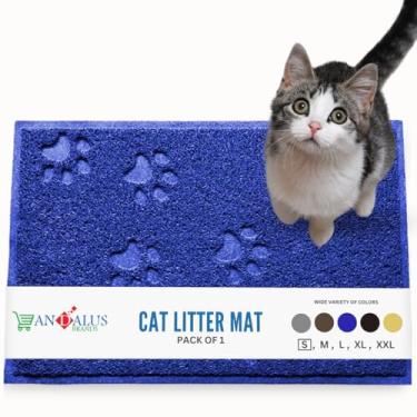 Imagem de Tapete de areia para gatos ANDALUS | Pequeno/Grande/Tamanho GG | Livre de ftalatos e BPA | Armadilha bagunça | Controle de dispersão | Fácil de limparAndalus Brands Small (15.75" x 11.75") azul