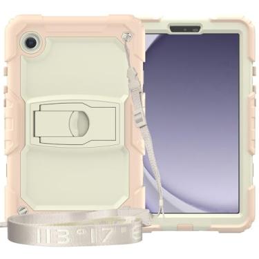 Imagem de Estojo protetor Capa compatível com Samsung Galaxy Tab A9 de 8,7 polegadas SM-X110/X115/X117, com protetor de tela integrado, capa protetora de 3 camadas, capa híbrida à prova de choque e resistente c