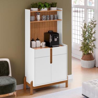Imagem de Cantinho Café 2 Portas 2 Gavetas Lizz Casa D - Branco/Cedro