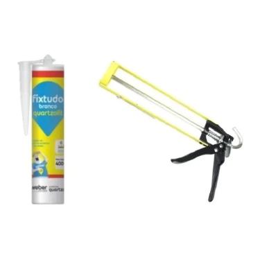 Imagem de Cola fixtudo branco quartzolit 400g + aplicador profissional