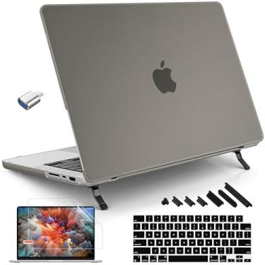 Imagem de Tuiklol Capa para MacBook Pro de 14 polegadas versão 2023 2022 2021 M3 A2992 A2918 M2 A2779 M1 A2442 Pro/Max Chip, capa rígida protetora com capa de teclado e protetor de tela e plugue de poeira, Gary