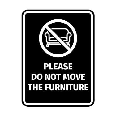 Imagem de Signs ByLITA Retrato redondo "Please Do Not Move the Furniture Door or Wall Sign" Plástico ABS durável | Gravação a laser | Fácil instalação | Design elegante | AirBNB | Placa de Guesthouse (preto) -
