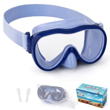 Imagem de Óculos de natação infantis, máscara antivazamento com cobertura de nariz e alça de tecido elástico, óculos de natação com proteção UV para crianças, meninos, meninas