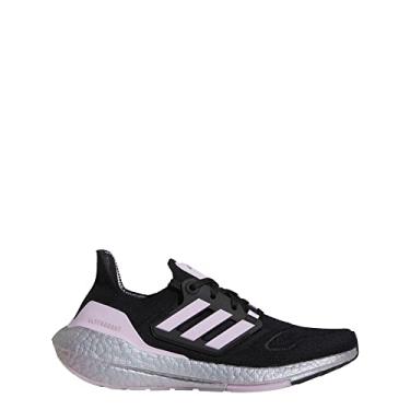 Imagem de adidas Tênis de corrida feminino Ultraboost 22, Core Black/Bliss Lilac/Quase Pink, 35