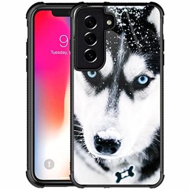 Imagem de CARLOCA Capa compatível com Samsung Galaxy S22 Plus, focinheira de cachorro Husky, design padrão de olho azul para meninas e meninos, à prova de choque, capa antiarranhões para Samsung Galaxy S22 Plus