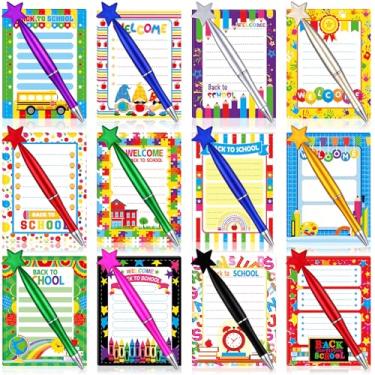 Imagem de Eaasty Conjunto de 48 canetas de bloco de notas escolares, lindos presentes escolares a granel 24 minicadernos escolares em formato de 24 canetas esferográficas para estudantes, sala de aula, material