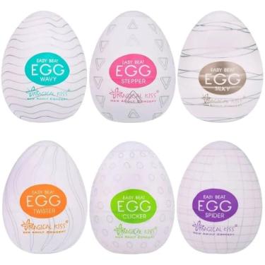 Imagem de Kit com 03 Egg Masturbador Masculino Ovo Estimulador Masculino Magical Kiss Textura Aleatória