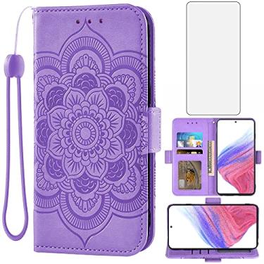 Imagem de Asuwish Capa carteira compatível com Samsung Galaxy A53 5G 2022 e protetor de tela de vidro temperado flip porta-cartões acessórios celulares capa para celular Gaxaly A53 G5 Galaxies 53A SM A536U