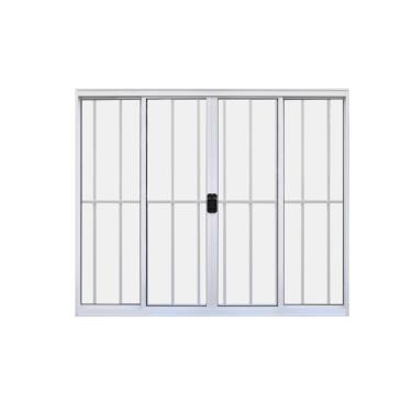 Imagem de Janela 4 Folhas de Correr C/ Grade 1,00 X 1.20 Alumínio Brilhante Linha Modular - Hale