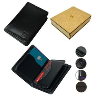 Imagem de Carteira Porta Cartão Couro Masculina Minimalista Visor CNH-Masculino