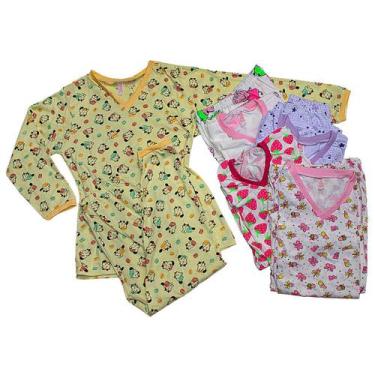 Imagem de Kit 3 Pijama Infantil Inverno Longo Menina Calça Infanto Juvenil - Emp