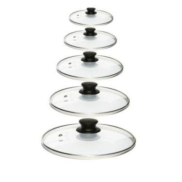 Imagem de Jogo De 5 Tampa De Vidro Para Panelas Numero 16 18 20 22 24 - TERRA LA