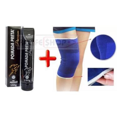 Imagem de Pomada Preta Bisnarga 150g + Par de Joelheira Ortopedica Azul - Apinil