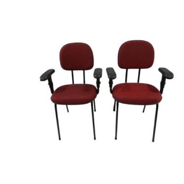 Imagem de Kit 2 cadeira palito com braço regulável  para recepção sala de espera