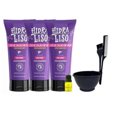 Imagem de 3 Progressiva HidraLiso Organica Alisante Para Cabelo 200Ml