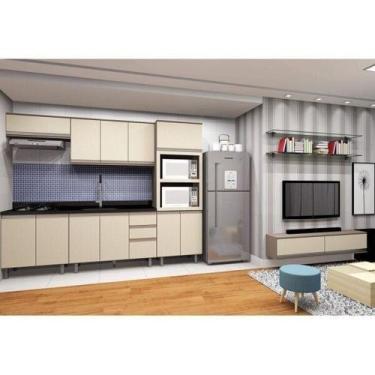 Imagem de Cozinha Integrada com Sala de Estar Aurora Espresso Móveis