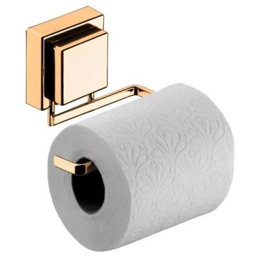 Imagem de Suporte Porta Papel Higiênico Ventosa Parede Banheiro Dourado - 8052DD