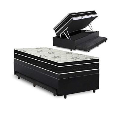 Imagem de Cama Box Baú e Auxiliar Solteiro + Colchão Molas - Physical Nanolastic - Ortobom (Preto)
