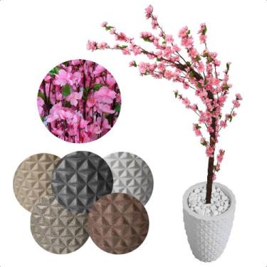Imagem de Cerejeira Artificial Rosa Bebê De Galho Curvo Vaso Decoração - Flor de
