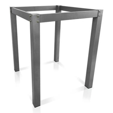 Imagem de Base De Mesa Retangular Olten Prata P/ Tampos de 0,80m Vidro Pedra e M