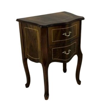 Imagem de Mesa Cabeceira Luiz Xv Imbuia Marchetada 02 Gavetas Luxuoso - luxdecor
