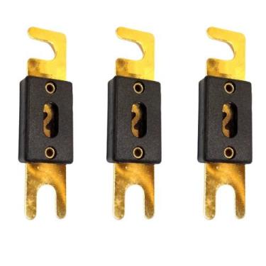 Imagem de Kit 3x Fusíveis Tipo Faca Cartucho Grande Banhado a Ouro Modelo Anl Te