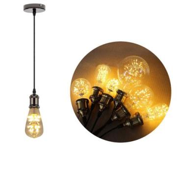 Imagem de Pendente Retro Preto Chumbo Soquete Bocal E27 Com Lâmpada Vintage Form