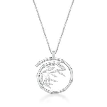 Imagem de Zarpellon Corrente com Pingente de Bambu Curvo Branco Banhado a Ródio 45cm