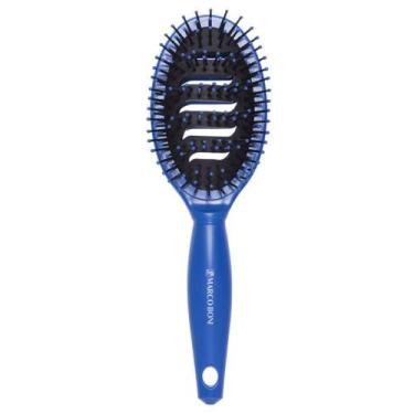 Imagem de Escova De Cabelo Oval Flexível Vazada Evita Mofo Marco Boni, Azul