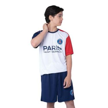 Imagem de Conjunto PSG Torcedor Símbolo - Camisa + Bermuda - Infantil, 4, Branco