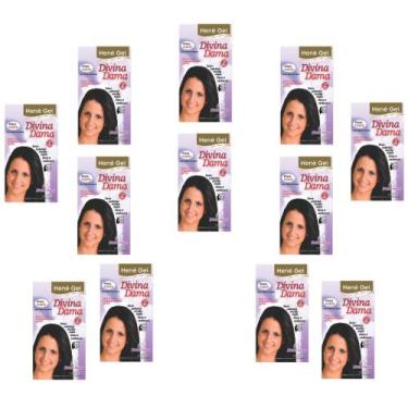 Imagem de Hene Em Gel Jaborandi 10x180gr Divina Dama Preto Forte (Preto Azulado)